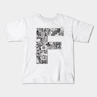 Floral Letter F Kids T-Shirt